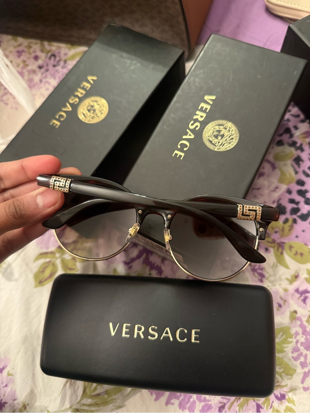 Versace Black Sunglasses with Gold Trim